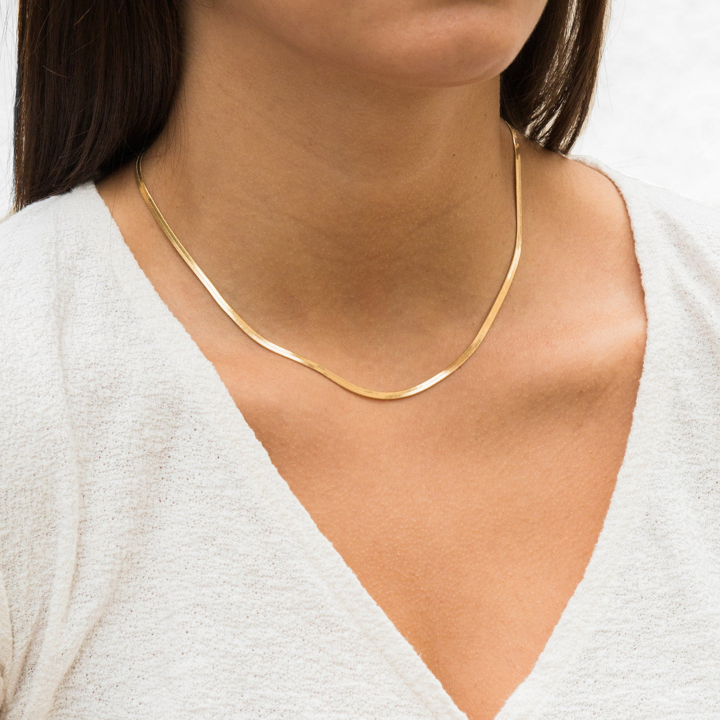 Herringbone Chain Necklace - 18K Solid Gold | Nominal